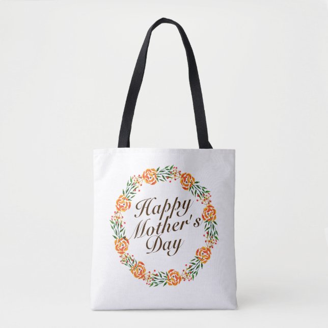 Dia de as mães Elegante Floral Wreath | Tote Bag (Frente)