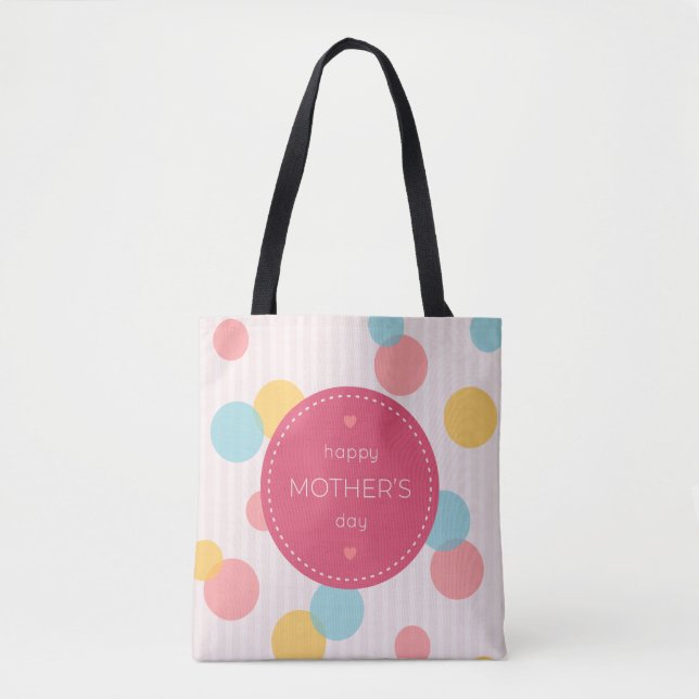 Dia de as mães Feliz Bolinhas | Tote Bag (Frente)