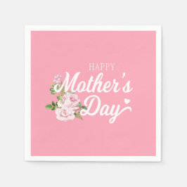 Dia de as mães Feliz com Rosas Rosa | Guardanapo d