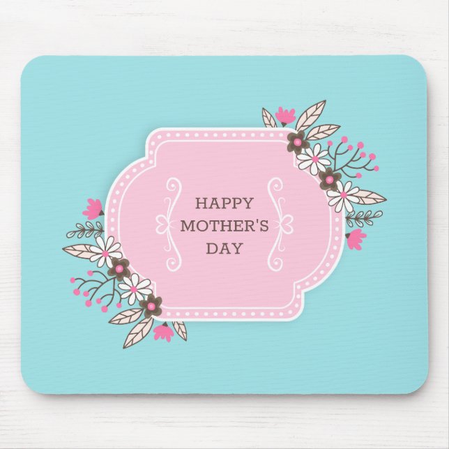 Dia de as mães Feliz Floral Elegante | Mouse Pad (Frente)