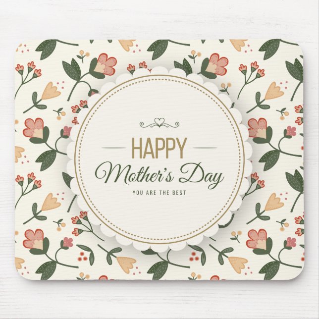 Dia de as mães Feliz Floral Elegante | Mousepad (Frente)