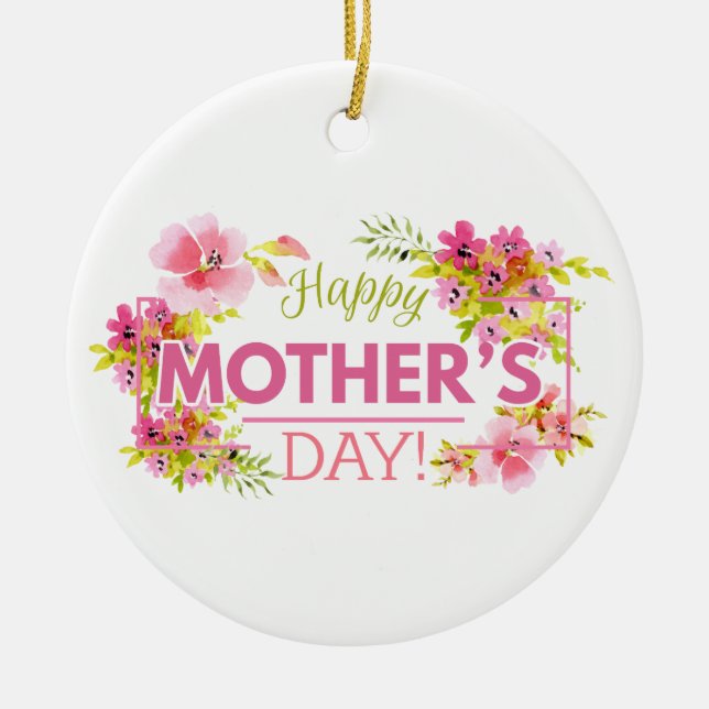 Dia de as mães Feliz Floral Elegante | Ornamento (Frente)