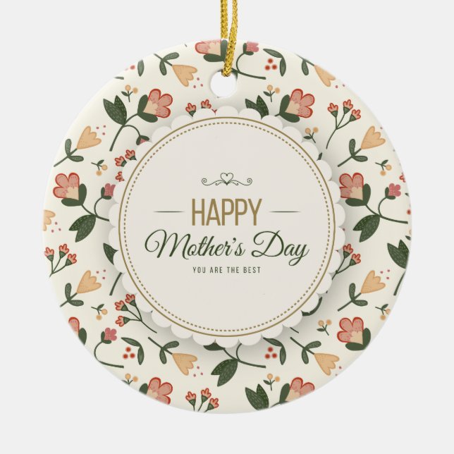 Dia de as mães Feliz Floral Elegante | Ornamento (Frente)
