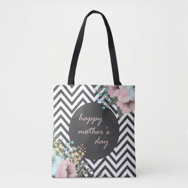 Dia de as mães Feliz Floral Elegante | Tote Bag (Frente)