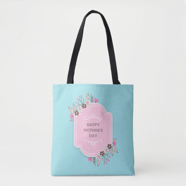 Dia de as mães Feliz Floral Elegante | Tote Bag (Frente)