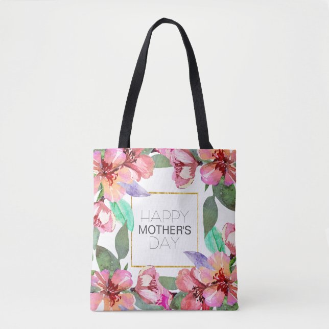 Dia de as mães Feliz Floral Elegante | Tote Bag (Frente)