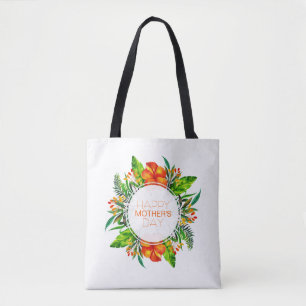 Dia de as mães Feliz Tropical Floral   Tote Bag