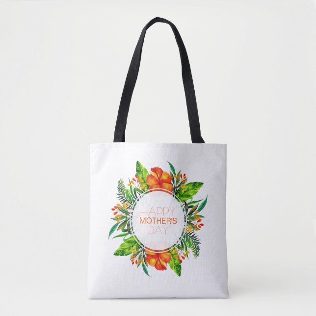 Dia de as mães Feliz Tropical Floral | Tote Bag (Frente)