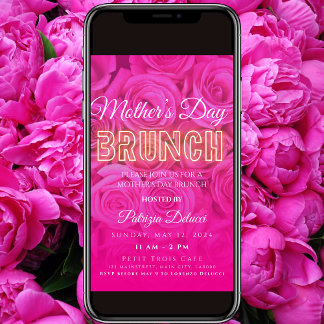 Dia de as mães Neon Pink Rose Convite