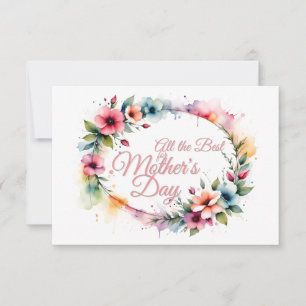 Dia de as mães Watercolor Floral Wreath a rosa V2.