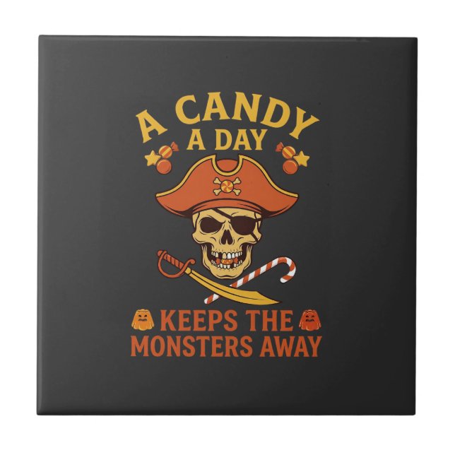 Dia de Doces Halloween Pirata Caveira Bengala (Frente)