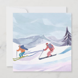 Dia de Esqui | Cartão de Montanha de Inverno em Aq