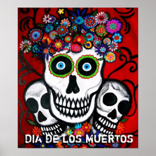Dia de los mUertos 3 crânios poster