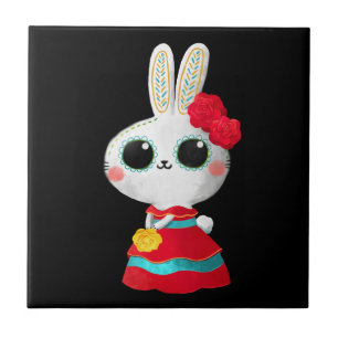 Dia De Los Muertos Bonito Bunny Vermelho Vestido M