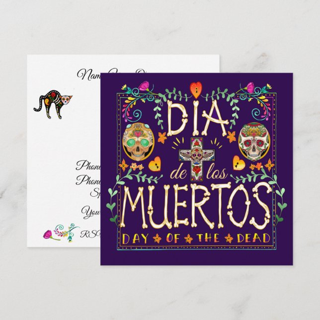 Dia de Los Muertos Convite - Dia dos Mortos (Frente/Verso)
