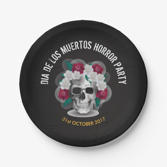 Dia de los Muertos Halloween | Pratos de Papel (Frente)