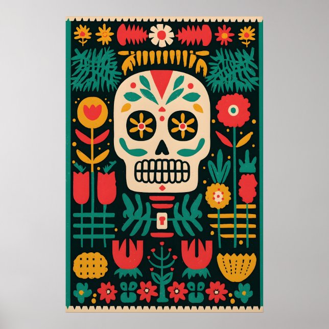 Dia de los Muertos Impressão de Crânio de Açúcar A (Frente)