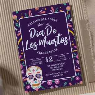 Dia De Los Muertos Skull Mexicano Fiesta Convite