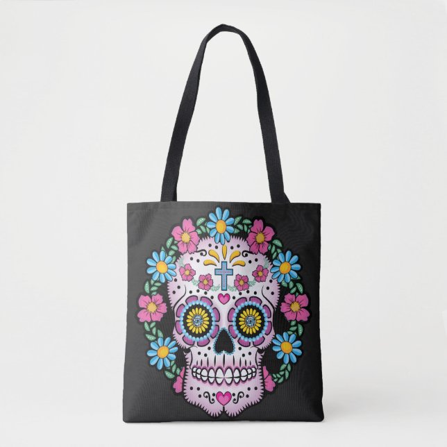 Dia de los Muertos Sugar Skull Tote Bag (Frente)