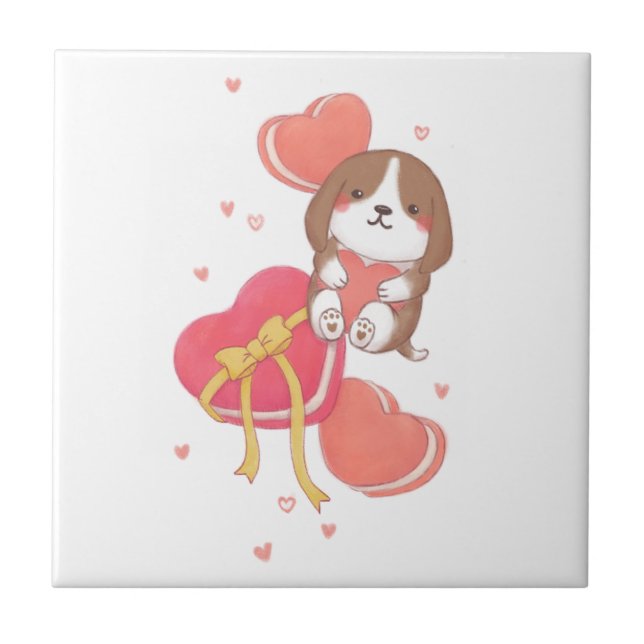 Dia de os namorados: Beagle e Macarons (Frente)