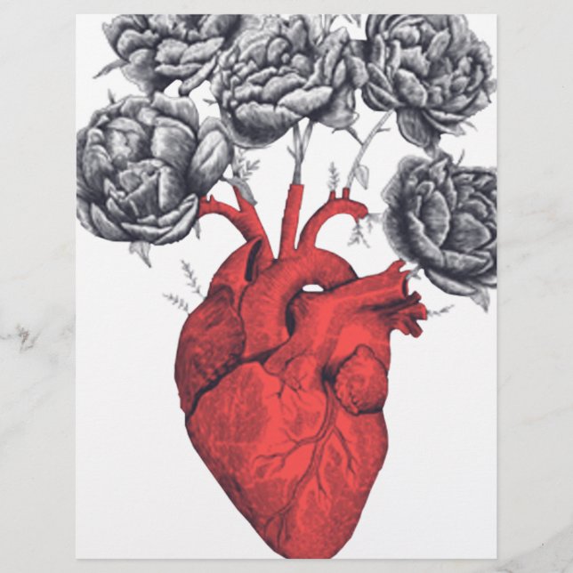 Dia de os namorados cardíaco com flores (Frente)