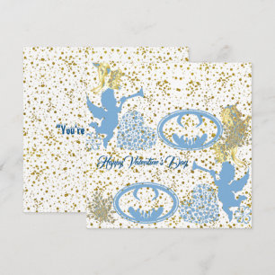 Dia de os namorados Cupido Azul Dourado Sheen Româ