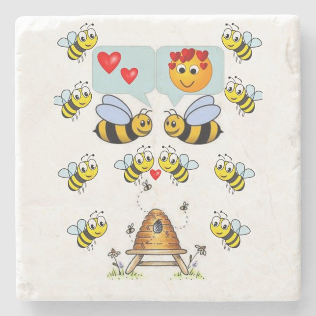 Dia de os namorados de Porta copos de pedra mármor (Frente)