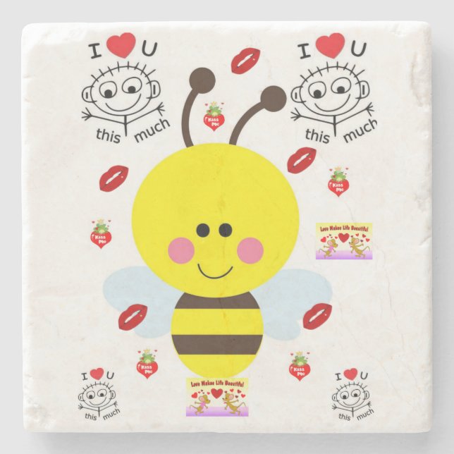 Dia de os namorados de Porta copos de pedra mármor (Frente)