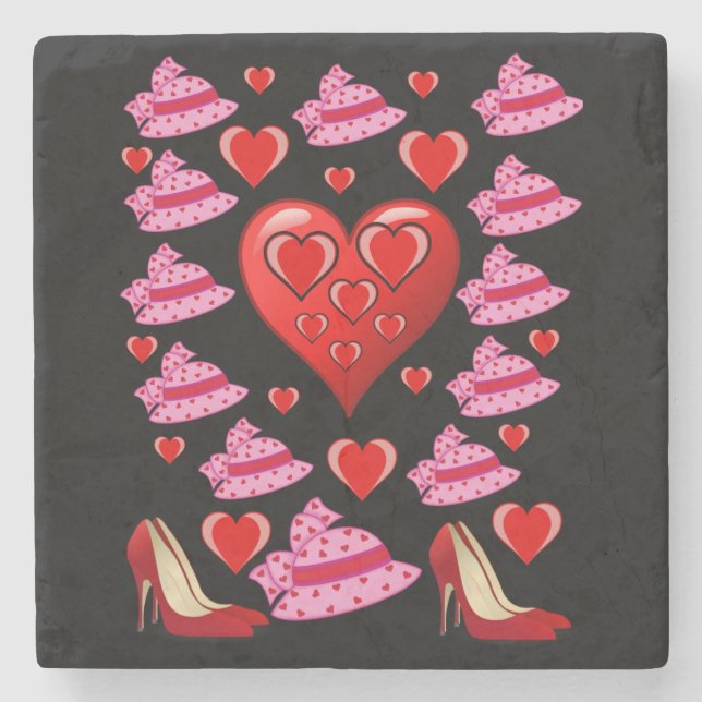 Dia de os namorados de Porta copos de pedra mármor (Frente)