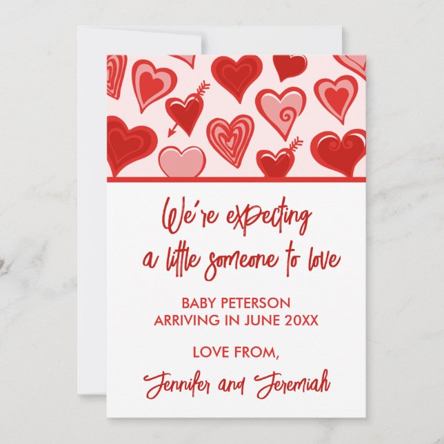 Dia de os namorados grávida anúncio vermelho doce (Frente)