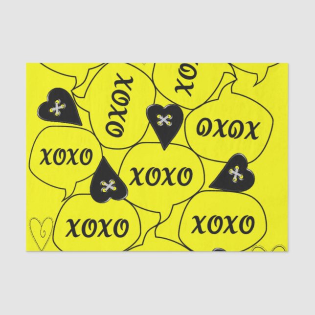 Dia de os namorados Papel Tecido Xoxo Amarelo Amar (Frente )