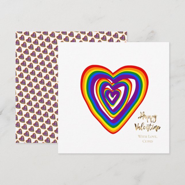 Dia de os namorados Rainbow Heart Padrn LGBTQ (Frente/Verso)