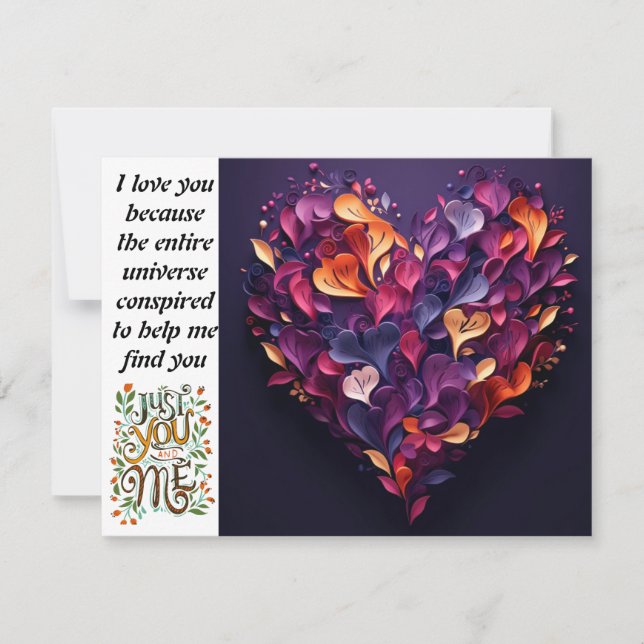 Dia de os namorados, só você e eu, cartões postais (Frente)