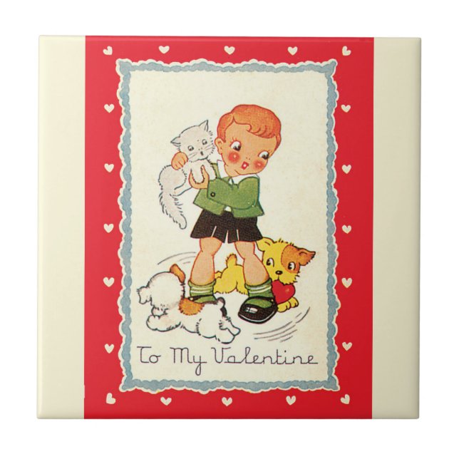 Dia de os namorados vitoriano, gato e cão (Frente)