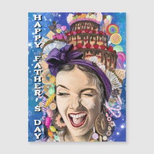 Dia de os pais Card Magnet com feliz mulher - Engr
