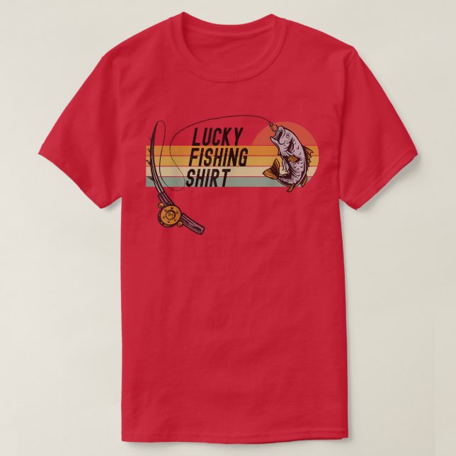 Dia de os pais de Camisa de Pesca Sortuda do Pesca (Frente do Design)