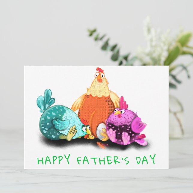 Dia de os pais Feliz - Galinhas Esperando Ovo Para (Em pé/Frente)