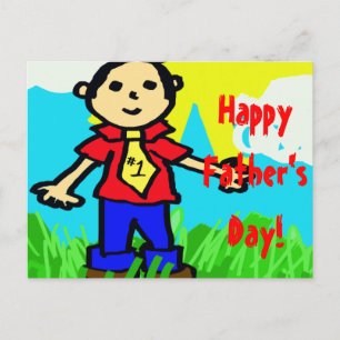 Dia de os pais feliz no cartão postal "Crayon"