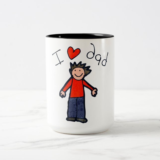 Dia de os pais "I Love Pai" duas caneca tonta. (Centro)