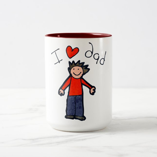 Dia de os pais "I Love Pai" duas caneca tonta. Doi (Centro)