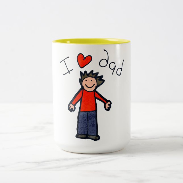 Dia de os pais "I Love Pai" duas caneca tonta. Doi (Centro)