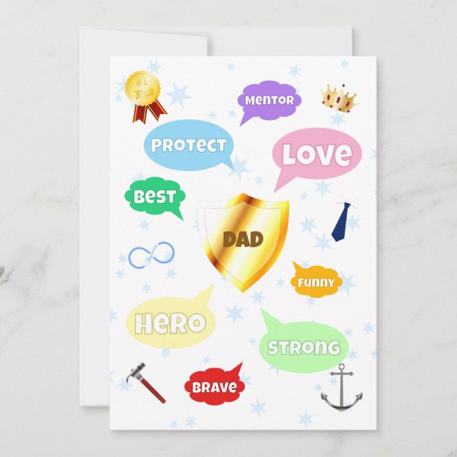 Dia de os pais Melhor Pai Palavras Nuvens Rei Coro (Frente)