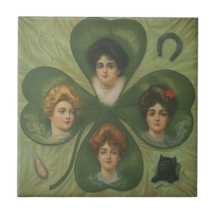 Dia de São Patrício Arte Vintage da Senhora Sorte 