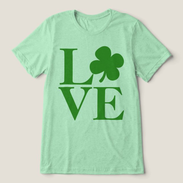 Dia de São Patrício bonito de Amor com Shamrock Ve (Design frontal)