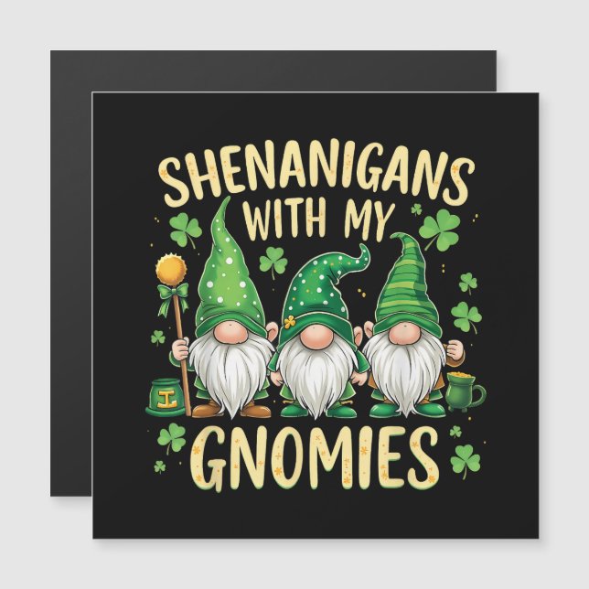 Dia de São Patrício Gnome Shamrock Sortudo  (Frente/Verso)