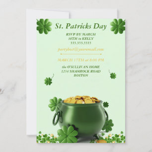 Dia de São Patrício irlandês convite com pote d