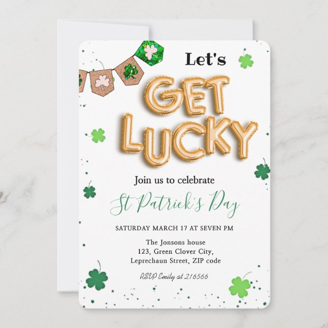 Dia de São Patrício Verde Convite de festa sortuda (Frente)