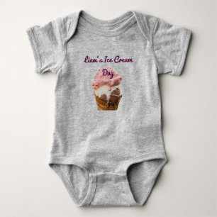 Dia de Sorvete Personalizado para Bebê Camiseta Ci