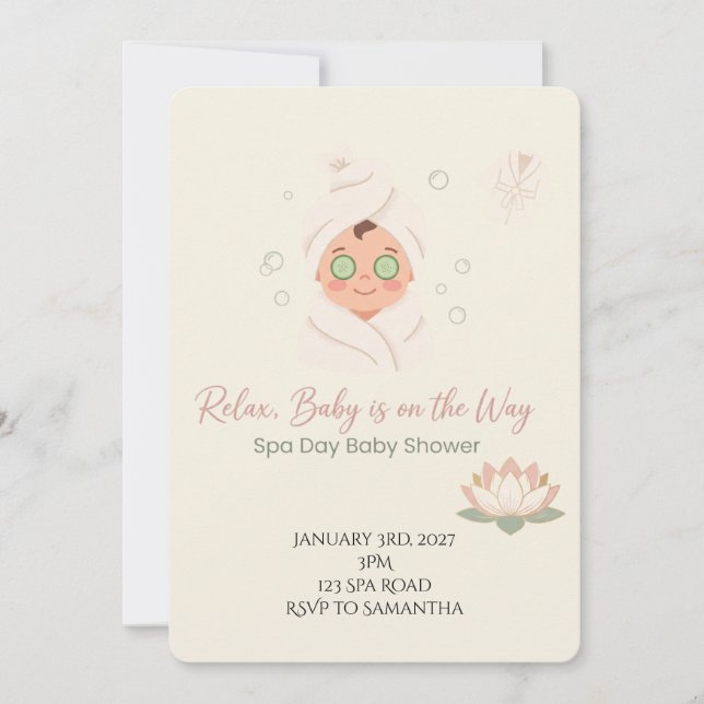Dia de Spa do Bebê | Convite para Chá de Bebê (Frente)