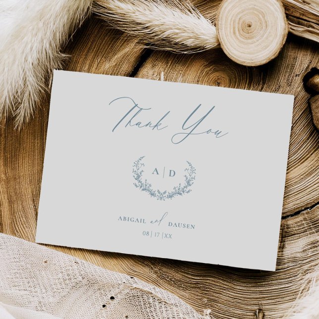 Dia do Casamento Azul Dusty Obrigado Cartão de Not (Criador carregado)